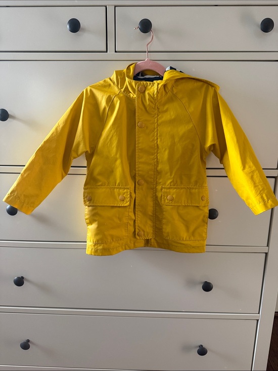 GAP Other - GAP Unisex Bright Yellow Hooded Kids Raincoat with Navy/White Striped Interior